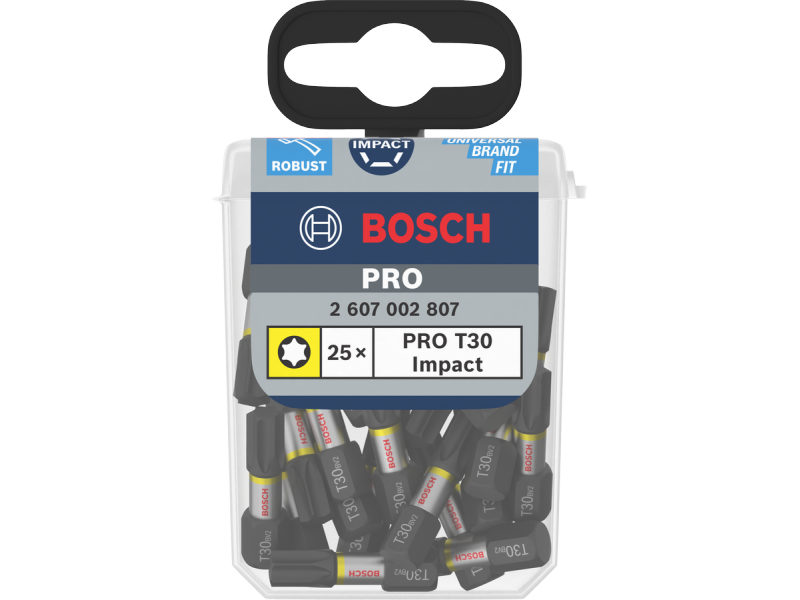 25-delni komplet vijačnih nastavkov Bosch PRO Torx Impact, T30, 25mm, 2607002807